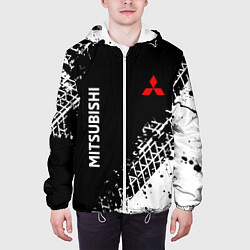 Куртка с капюшоном мужская Митсубиши: следы от шин, цвет: 3D-белый — фото 2