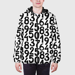 Куртка с капюшоном мужская Гранжевые числа, цвет: 3D-черный — фото 2