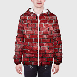 Куртка с капюшоном мужская Текстура красного кирпича, цвет: 3D-белый — фото 2