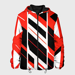 Куртка с капюшоном мужская Black and red stripes on a white background, цвет: 3D-черный