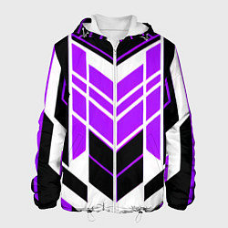 Куртка с капюшоном мужская Purple and black stripes on a white background, цвет: 3D-белый