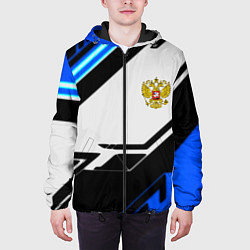 Куртка с капюшоном мужская Россия геометрия текстура, цвет: 3D-черный — фото 2