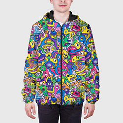 Куртка с капюшоном мужская Рожицы разноцветные, цвет: 3D-черный — фото 2