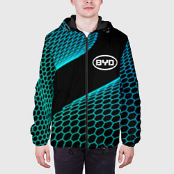 Куртка с капюшоном мужская BYD electro hexagon, цвет: 3D-черный — фото 2