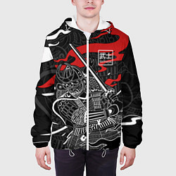Куртка с капюшоном мужская Тень война - самурай, цвет: 3D-белый — фото 2