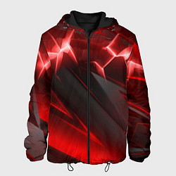 Куртка с капюшоном мужская Яркая красная объемная абстракция, цвет: 3D-черный