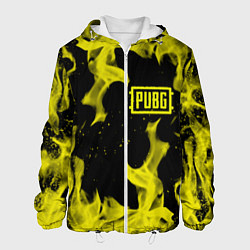 Куртка с капюшоном мужская PUBG жёлтый огонь, цвет: 3D-белый
