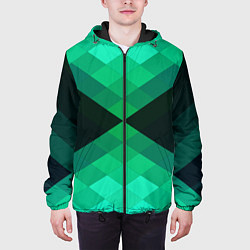 Куртка с капюшоном мужская Изумрудная мозаика, цвет: 3D-черный — фото 2