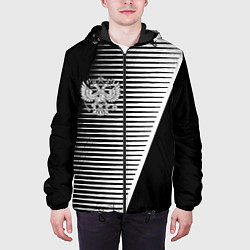 Куртка с капюшоном мужская Герб текстура геомтерия, цвет: 3D-черный — фото 2