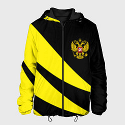 Куртка с капюшоном мужская Россия текстура жёлтый, цвет: 3D-черный