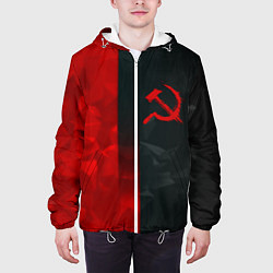 Куртка с капюшоном мужская СССР геометрия спорт символика, цвет: 3D-белый — фото 2