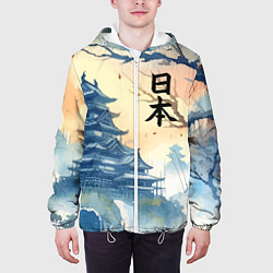 Куртка с капюшоном мужская Japanese landscape - watercolor, цвет: 3D-белый — фото 2