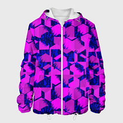 Куртка с капюшоном мужская Абстракция темно фиолетовый геометрический фон, цвет: 3D-белый