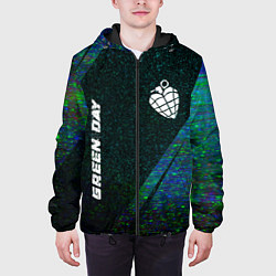 Куртка с капюшоном мужская Green Day glitch blue, цвет: 3D-черный — фото 2
