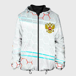 Куртка с капюшоном мужская Герб РФ броня текстура, цвет: 3D-черный