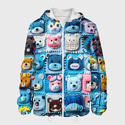 Куртка с капюшоном мужская Пэчворк с мишками, цвет: 3D-белый