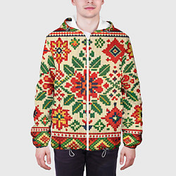 Куртка с капюшоном мужская Славянский узор и орнамент, цвет: 3D-белый — фото 2