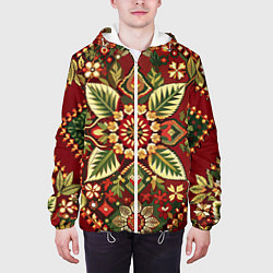 Куртка с капюшоном мужская Стиль советского ковра узоры и орнамент, цвет: 3D-белый — фото 2
