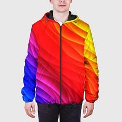 Куртка с капюшоном мужская Абстрактные волны текстура, цвет: 3D-черный — фото 2