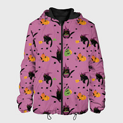 Куртка с капюшоном мужская Хэллоуин и кот ведьмы, цвет: 3D-черный