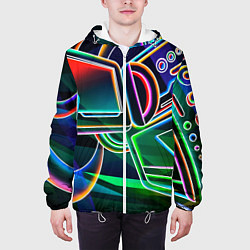 Куртка с капюшоном мужская Неоновая психоделика геймер, цвет: 3D-белый — фото 2