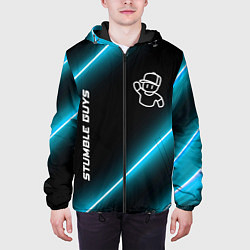 Куртка с капюшоном мужская Stumble Guys неоновые лампы, цвет: 3D-черный — фото 2