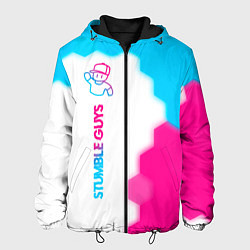 Куртка с капюшоном мужская Stumble Guys neon gradient style по-вертикали, цвет: 3D-черный