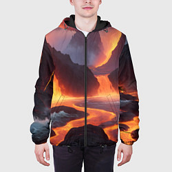 Куртка с капюшоном мужская Текущая лава, цвет: 3D-черный — фото 2