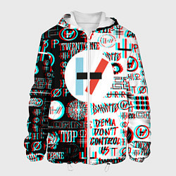 Куртка с капюшоном мужская Twenty one pilots glitch pattern, цвет: 3D-белый