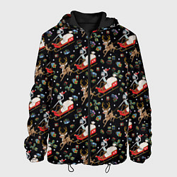 Куртка с капюшоном мужская Рик и Морти сани с оленем - Christmas, цвет: 3D-черный