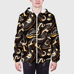 Куртка с капюшоном мужская Змея черно-белая, цвет: 3D-белый — фото 2