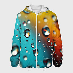 Куртка с капюшоном мужская Крупные капли на цветном фоне, цвет: 3D-белый