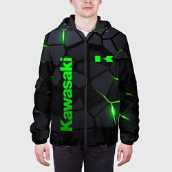 Куртка с капюшоном мужская Kawasaki - плиты с эффектом свечения, цвет: 3D-черный — фото 2