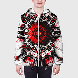 Куртка с капюшоном мужская Красная сюрреалистичная абстракция, цвет: 3D-белый — фото 2