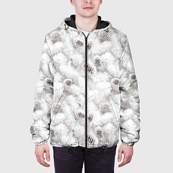 Куртка с капюшоном мужская Ёлка с шишками в рождественский мороз, цвет: 3D-черный — фото 2