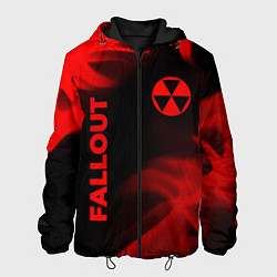 Куртка с капюшоном мужская Fallout - red gradient вертикально, цвет: 3D-черный