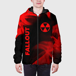 Куртка с капюшоном мужская Fallout - red gradient вертикально, цвет: 3D-черный — фото 2