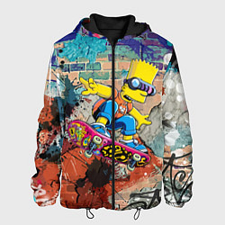 Куртка с капюшоном мужская Bart Simpson on a skateboard - graffiti, цвет: 3D-черный
