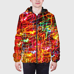 Куртка с капюшоном мужская Неоновый хаос, цвет: 3D-черный — фото 2
