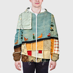 Куртка с капюшоном мужская Детский пэчворк, цвет: 3D-белый — фото 2