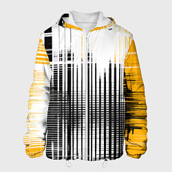 Куртка с капюшоном мужская Жёлто-чёрный гранж на белом фоне, цвет: 3D-белый