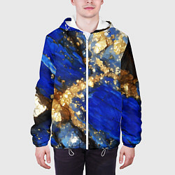 Куртка с капюшоном мужская Золотой минерал в синем камне, цвет: 3D-белый — фото 2