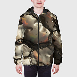 Куртка с капюшоном мужская Жидкая субстанция светло-коричневая, цвет: 3D-черный — фото 2