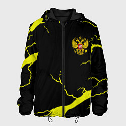 Куртка с капюшоном мужская Россия шторм герб, цвет: 3D-черный