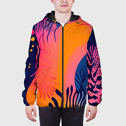Куртка с капюшоном мужская Векторная абстракция с растениями - нейросеть, цвет: 3D-черный — фото 2