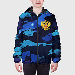 Куртка с капюшоном мужская Камуфляж с гербом РФ, цвет: 3D-черный — фото 2