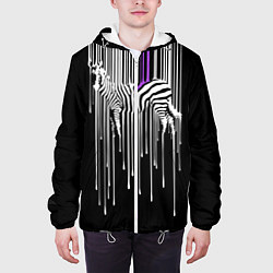 Куртка с капюшоном мужская Штрихкод зебра, цвет: 3D-белый — фото 2