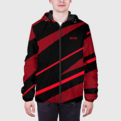 Куртка с капюшоном мужская Sport чёрный и красный полосы, цвет: 3D-черный — фото 2