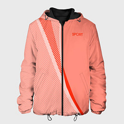 Куртка с капюшоном мужская Sport персиковый с полосой, цвет: 3D-черный
