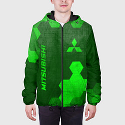 Куртка с капюшоном мужская Mitsubishi - green gradient вертикально, цвет: 3D-черный — фото 2